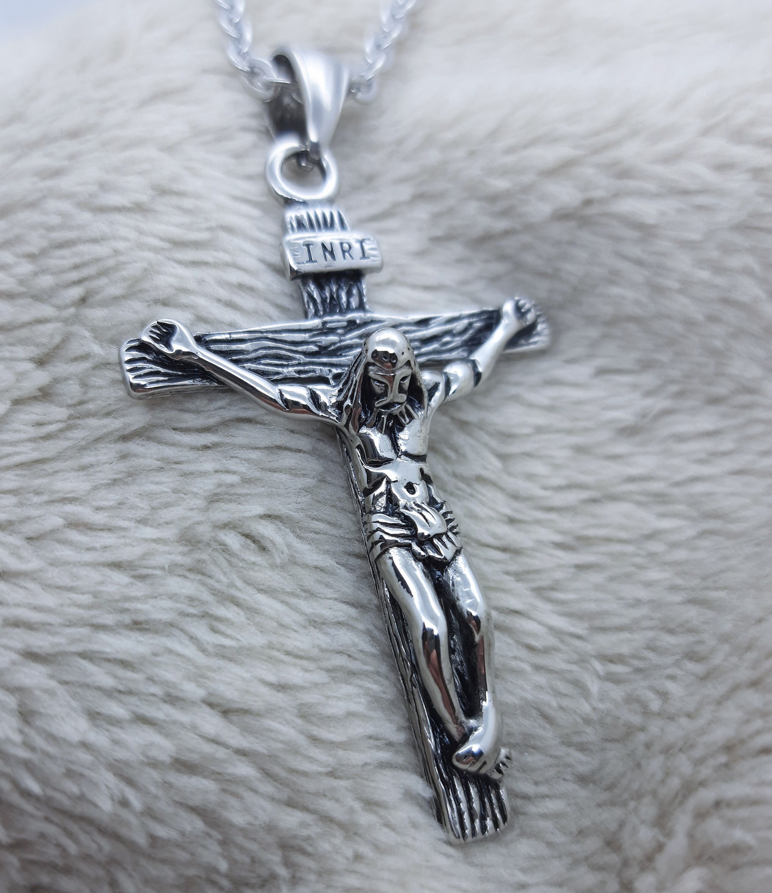 Kreuz Kette Kruzifix Gothic Punk Anhänger Halskette 60cm Jesus