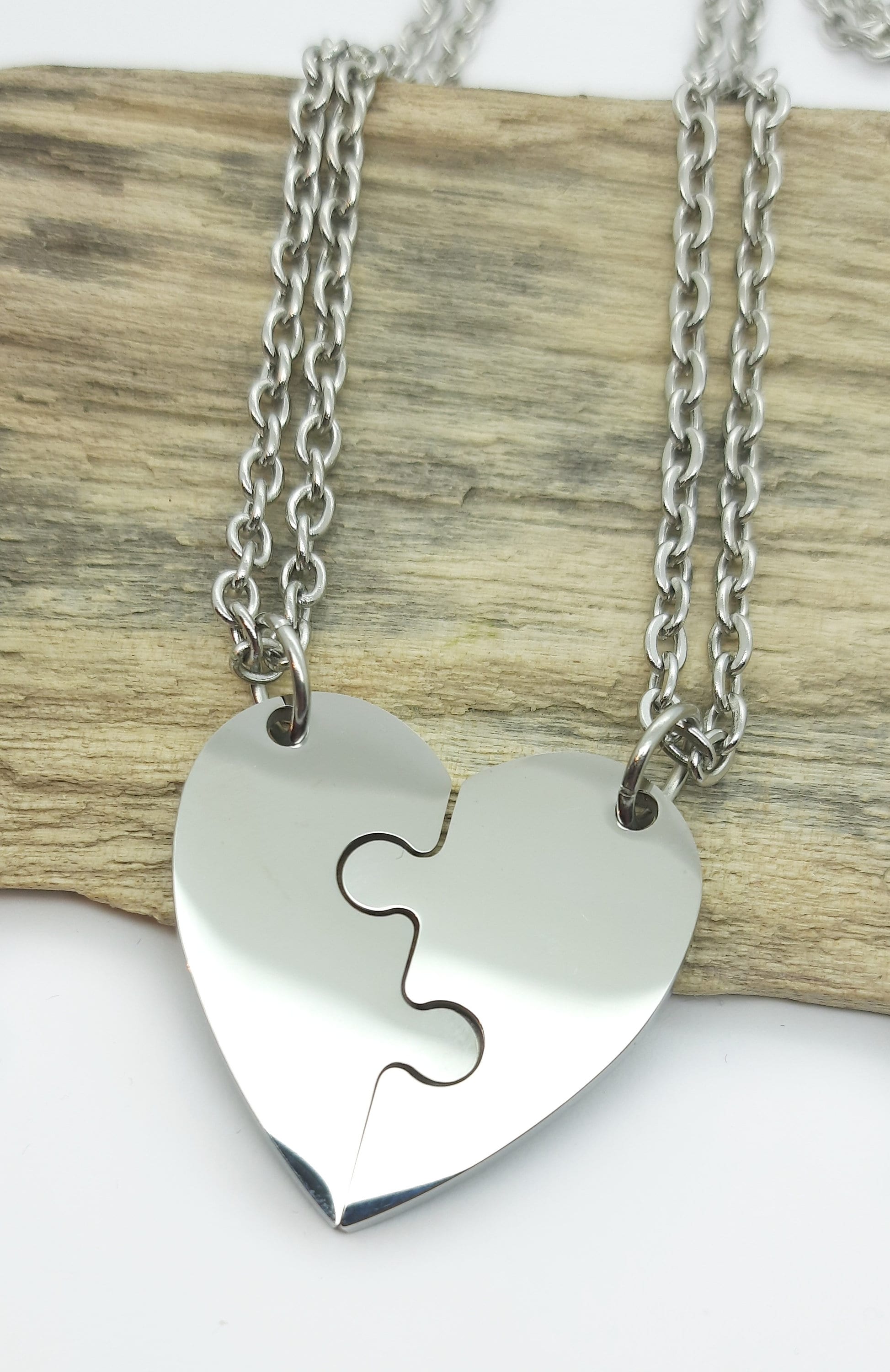 Couples necklace interlocking love heart pendants matching lovers jigsaw pendant necklaces for couples