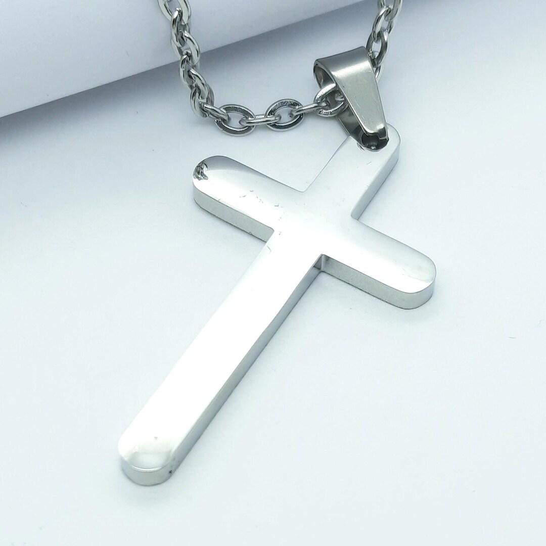 Cross Necklaces for Men Stainless Steel Necklace Faith Religious Minimalist Baptism Jewelry