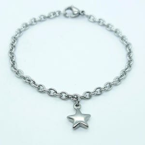 Pulsera de cadena con dije de estrella para mujer, cadena de cable de 4 mm, de acero inoxidable, regalo para mujer