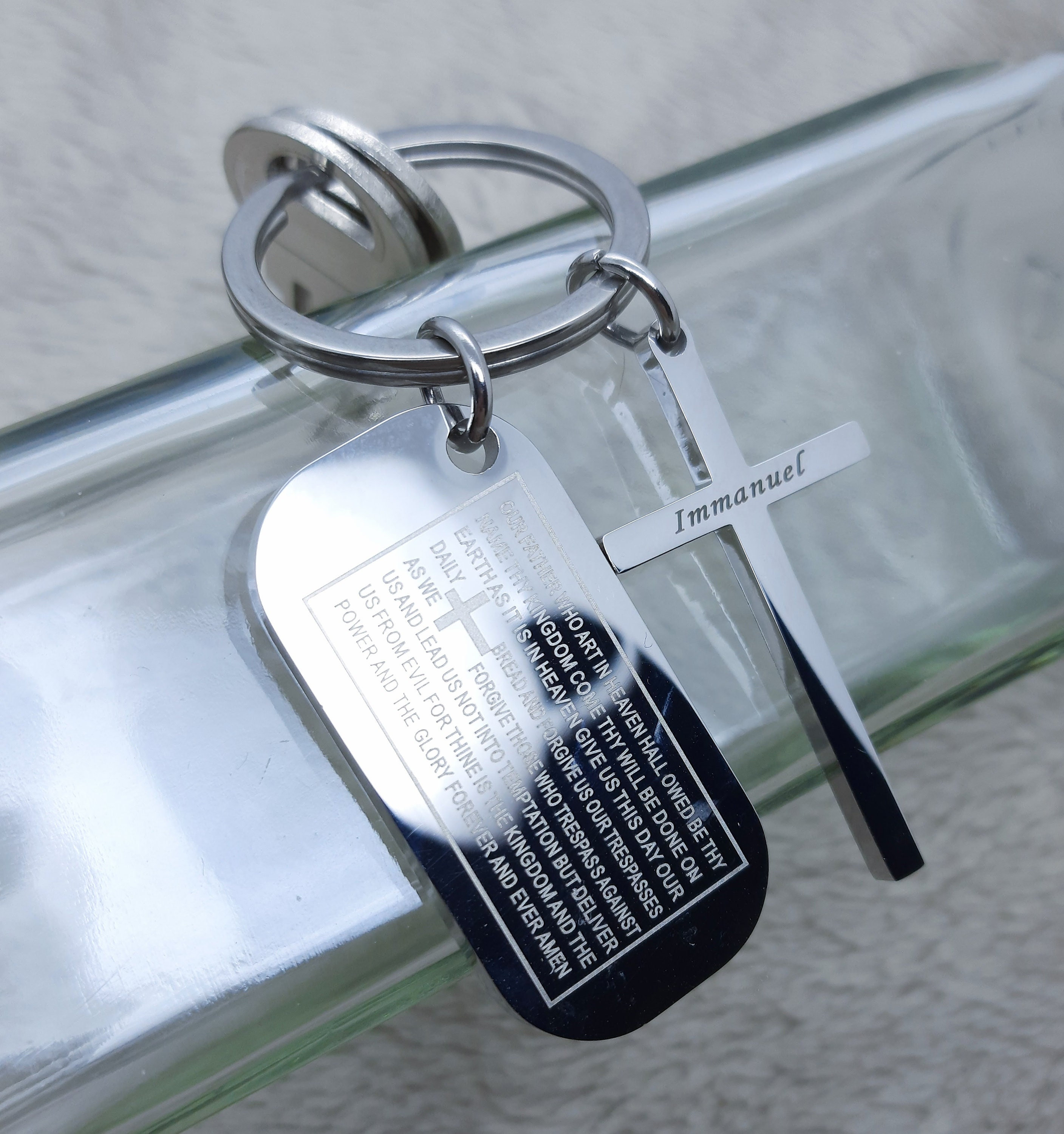 Ankh Cross Design Belt Clip On Carabiner Leather Keychain Fabric Key Ring 