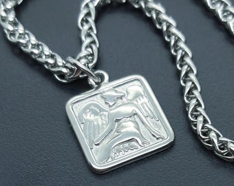 Collar con colgante de ángel de la guarda para hombre, joyería religiosa de protección