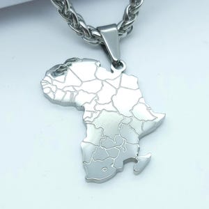 African continent pendant necklace stainless steel countries sahara necklace for men women
