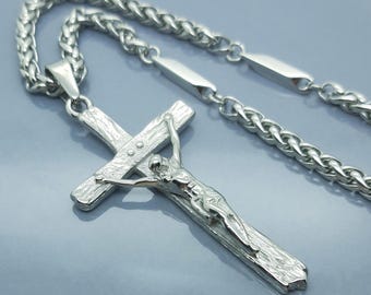 Collar con crucifijo y colgante de cruz de Jesús, regalos cristianos para hombres