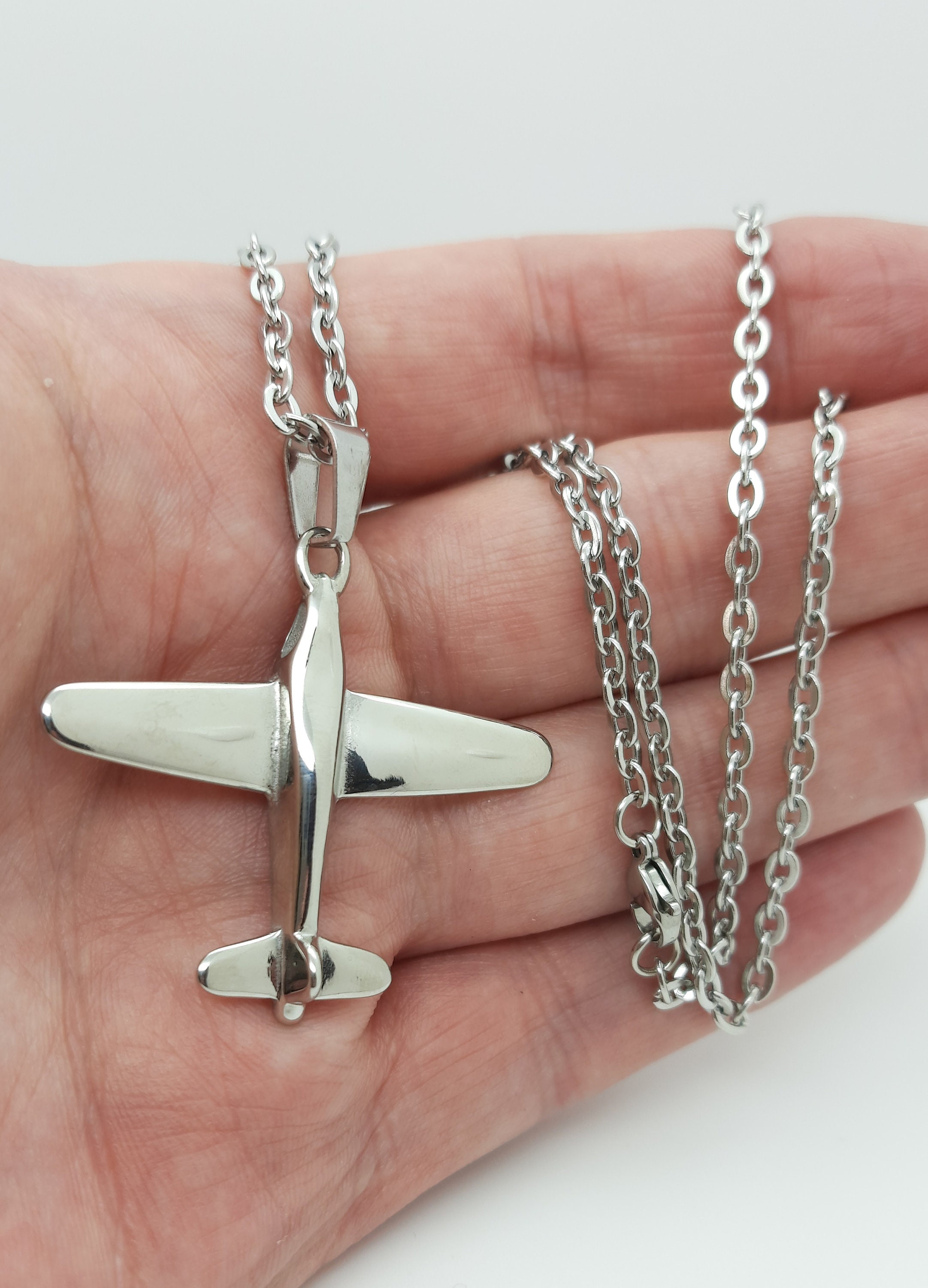 Retro Airplane Pendant Necklace - Stainless Steel Flight Choker For Women & Men, 60cm - View #12