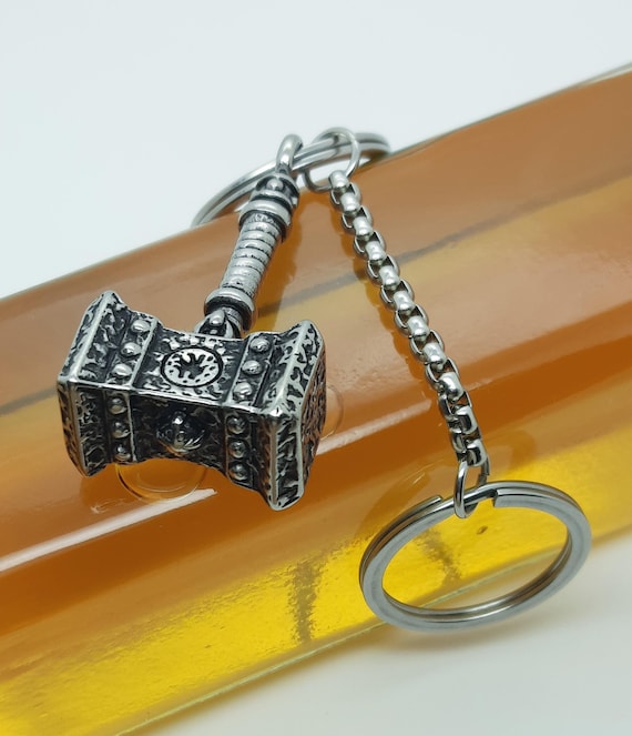 Thors Hammer Keychain Viking Mjolnir Keyring for Men Large Stainless Steel Odins Hammer Keychain Etsy Hong Kong