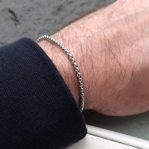Mens box chain bracelet minimalist wrist chain