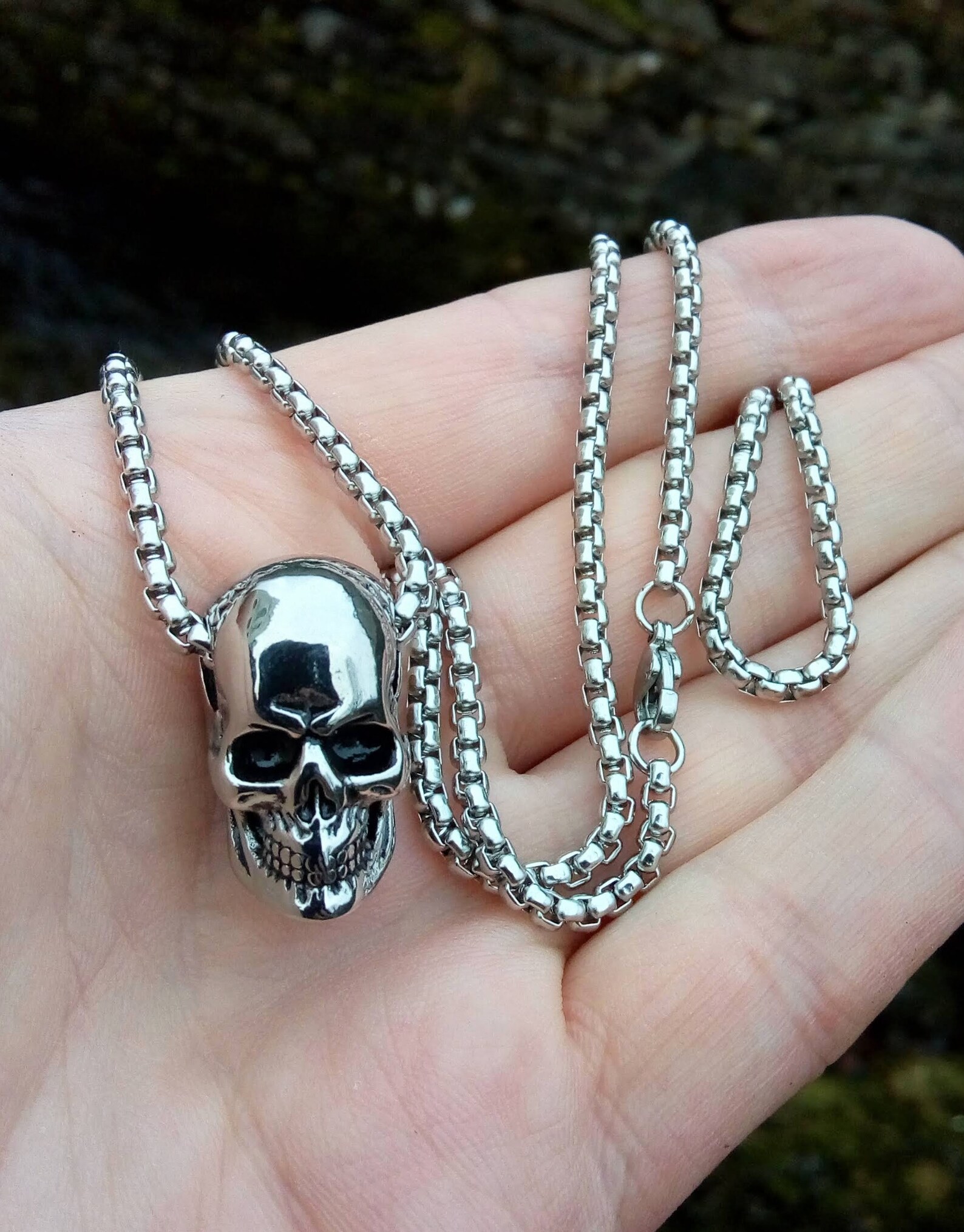 Skull necklace mens necklace classic skull pendant Etsy