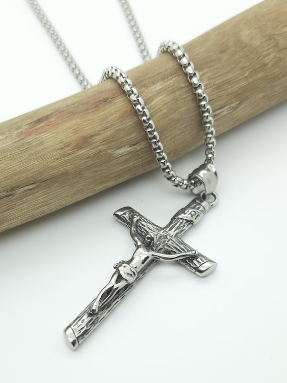 Large Crucifix Pendant Necklace Jesus 