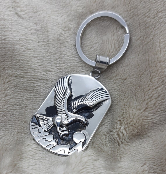 SnowstarPendants Eagle Keyring, Bald Eagle Keychain, Keyrings for Men, Stainless Steel Keychains
