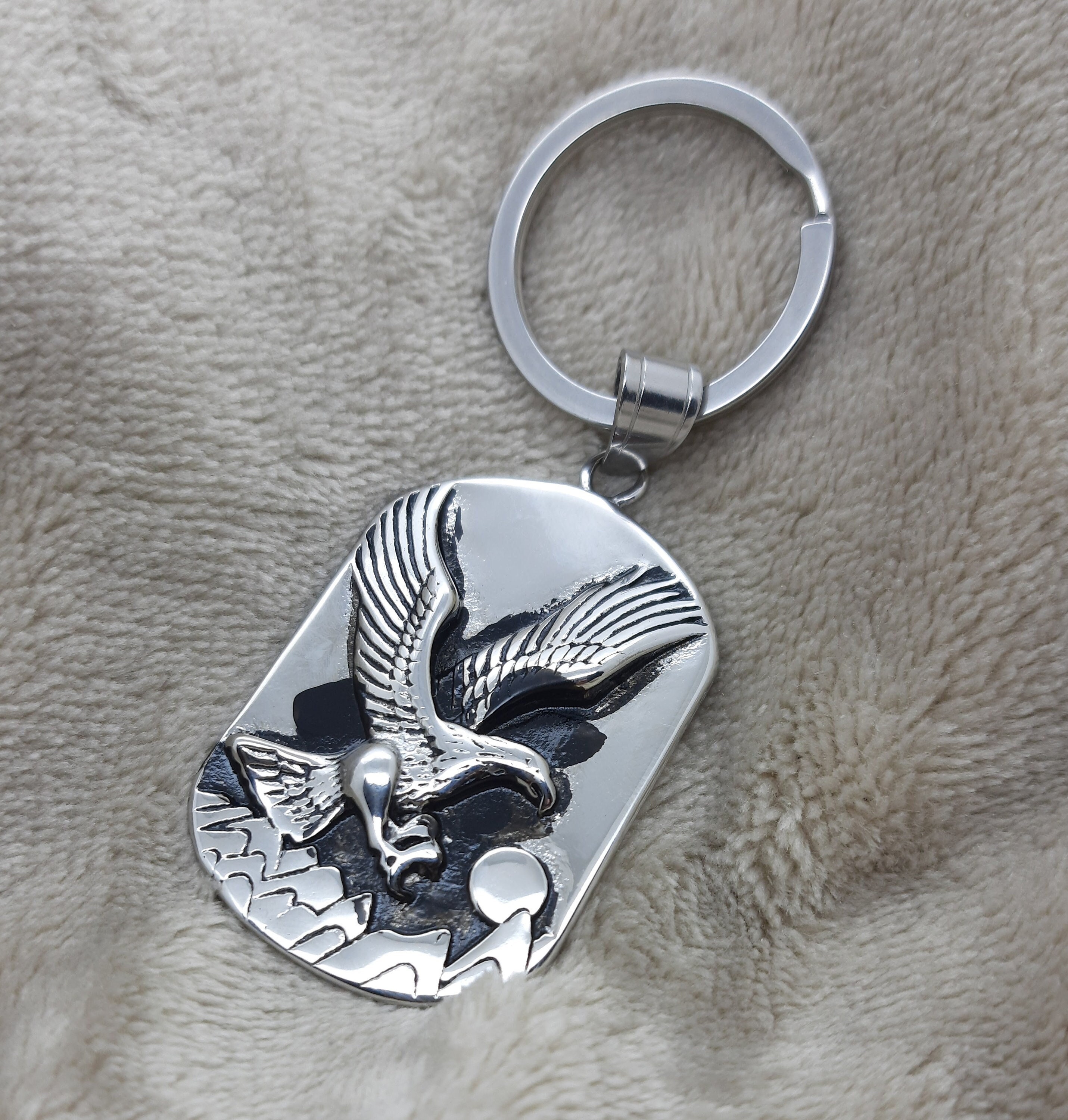 COPPERTIST Brass Keychain Eagle Keychain Clip Metal Animal