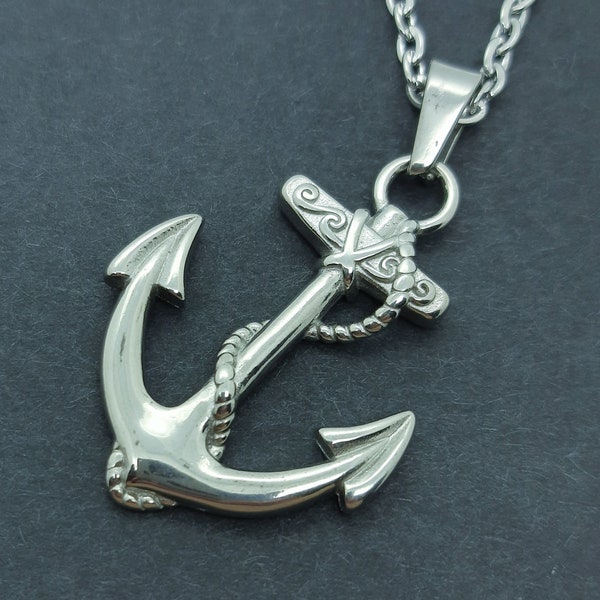 Mens necklace anchor pendant necklace gift for sailors nautical pendants vintage silver anchor fathers day gifts