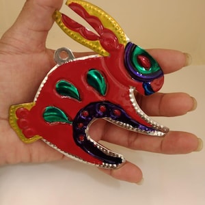 Tin Alebrije Bunny – Mexican Folk Art Rabbit – Handcrafted Tin Animal – Oaxacan Colorful Decor – Wall or Tree Ornament