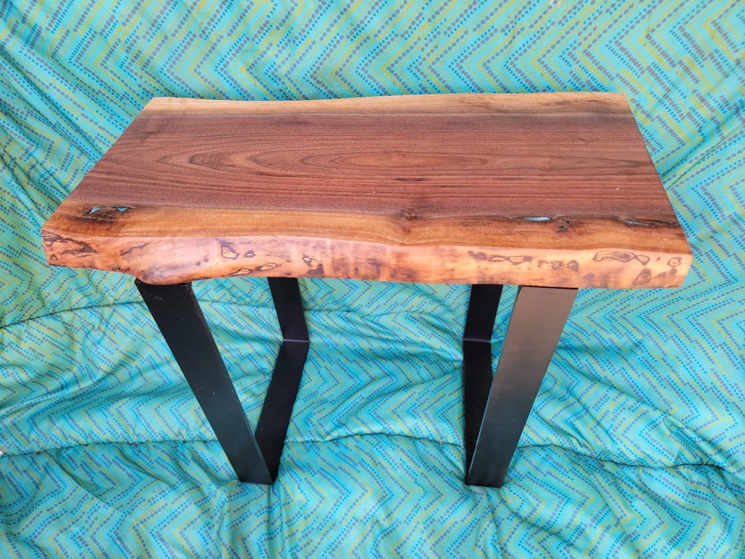 1214w Live Edge End Table Black Walnut Live Edge Side Etsy