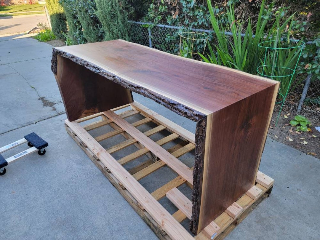 Custom Live Edge Waterfall Table/desk. Live Edge Maple, Walnut, Ash or
