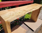 Custom Waterfall Table Desk. Live Edge Maple, Walnut, Cedar or Oak.