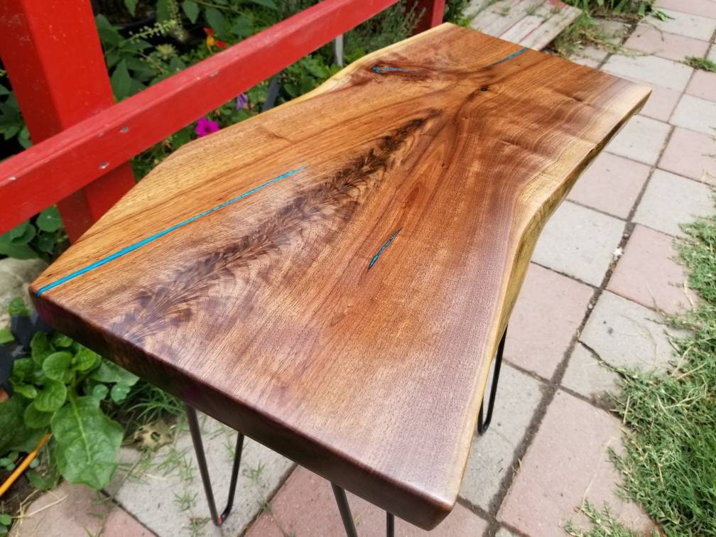 1416W Live Edge End Table Black Walnut Live Edge Side Etsy