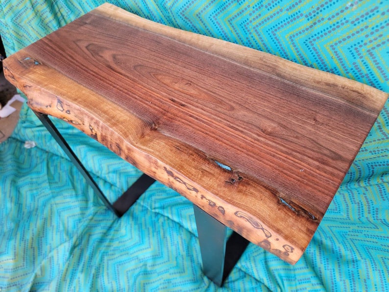 1214w Live Edge End Table Black Walnut Live Edge Side Etsy