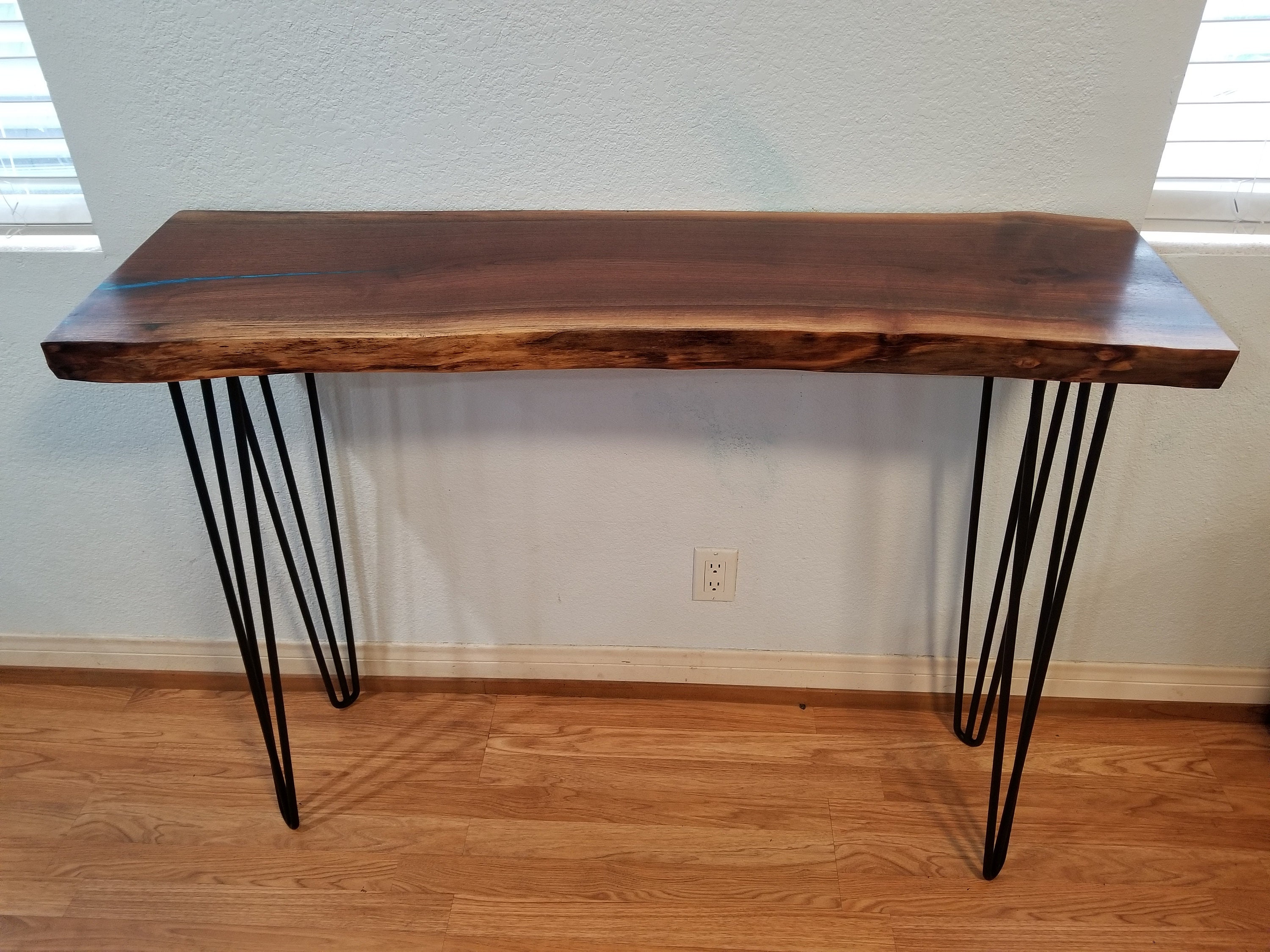 1012 Wide Epoxy Accent Live Edge Console Table or Entry Etsy