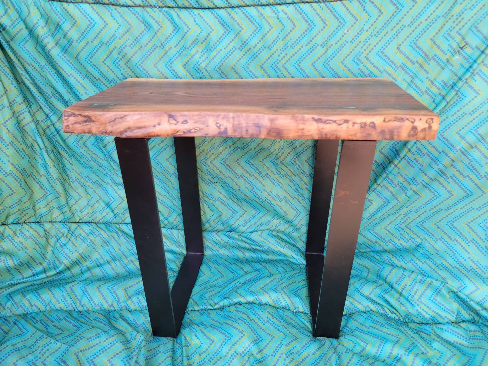 1214w Live Edge End Table Black Walnut Live Edge Side Etsy