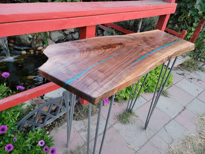 1214w Live Edge End Table Black Walnut Live Edge Side Etsy