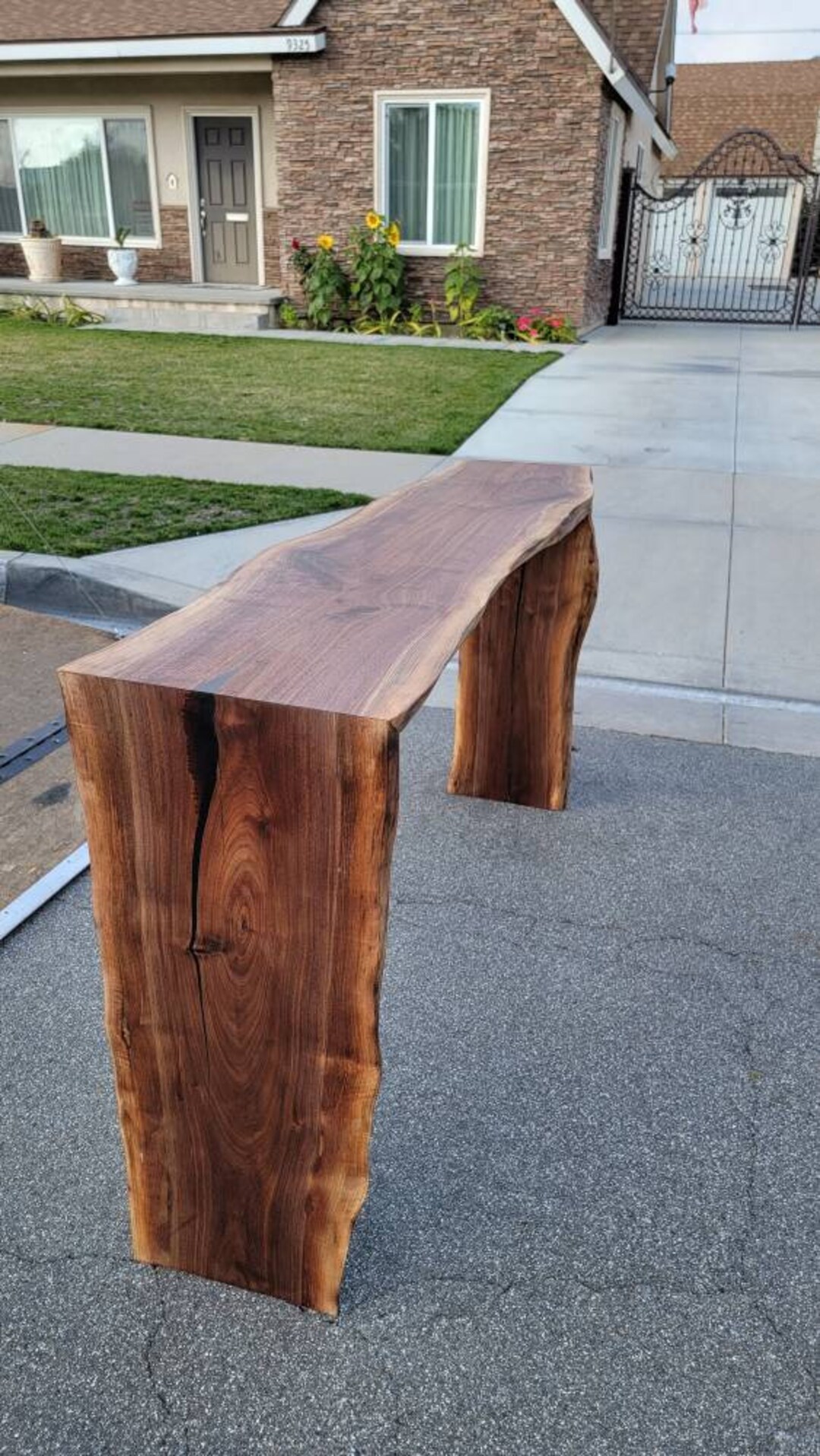 1821 Deep Waterfall Live Edge Black Walnut Table. Bar Table, Waterfall