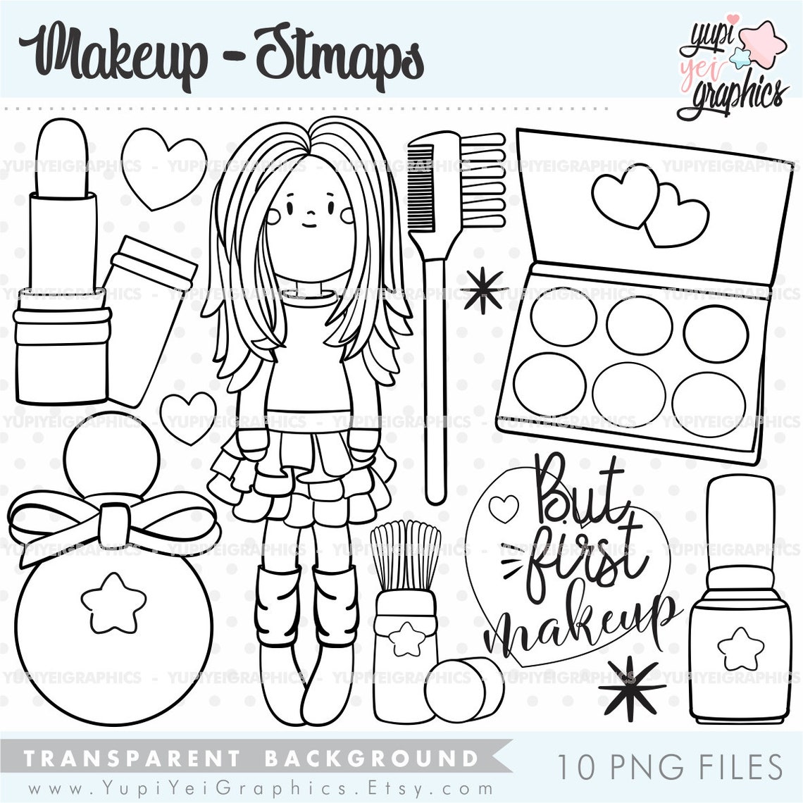 Makeup stempels makeup kleurplaten commercieel gebruik Etsy Nederland
