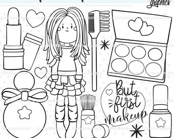 Makeup Stamps, Makeup Coloring Pages, COMMERCIAL USE, Makeup Digistamps, Makeup Party, Salon Stamps, Nail Polish Stamps, Girl Stamps, Stamps