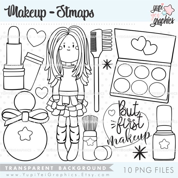 Makeup Stamps, Makeup Coloring Pages, COMMERCIAL USE, Makeup Digistamps, Makeup Party, Salon Stamps, Nail Polish Stamps, Girl Stamps, Stamps