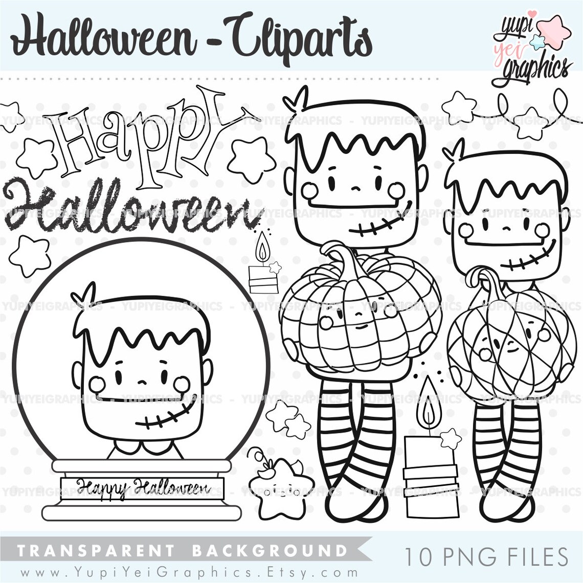 Halloween Stamps Franskenstein Stamps COMMERCIAL USE Etsy