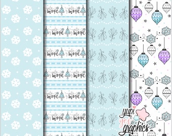 Winter Digital Papers, Blue Patterns, COMMERCIAL USE, Winter Patterns, Christmas Digital Papers, Christmas Patterns, Winter Papers, Winter