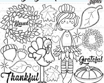 Autumn Digital Stamps, Thanksgiving Stamps, COMMERCIAL USE, Thanksgiving Digital Stamps, Thanksgiving Clipart, Autumn Stamps, Thanksgiving