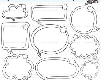 Hand Drawn Shapes Stamps, Speech Bubbles Stamps, COMMERCIAL USE, Badges Stamps, Digital Stamps, Bullet Journal Stamps, Thought Bubbles Stamp