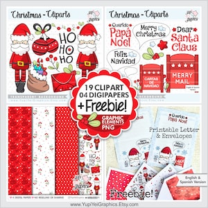 Clipart de Papai Noel, clipart de Natal, USO COMERCIAL, clipart de Noel, PNG de Papai Noel, adesivos de Natal, clipart de Papai Noel, clipart de Natal