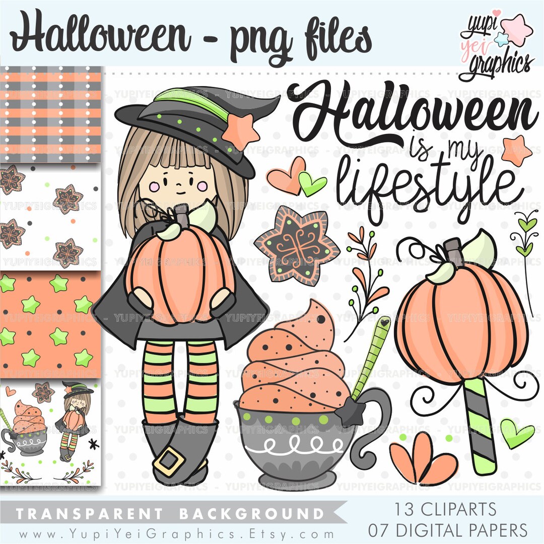 Halloween Clipart Halloween Graphic Witch Clipart - Etsy