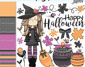 Witch Clip Art, Halloween Clipart, Halloween Graphics, COMMERCIAL USE, Witch Graphics, Halloween Party, Halloween Clip Art, Witch Clipart