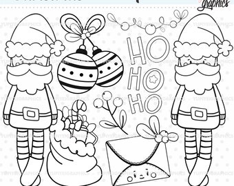 Santa Claus Stamps, Christmas Stamps, COMMERCIAL USE, Noel Stamps, Santa Claus PNG, Christmas Coloring Pages, Santa Coloring Pages, Stamps