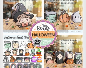 Halloween Treat Bags, Printable Halloween Treat Bags, Halloween Treat Bags PNG, Printable Gift Bags, Halloween Candy Boxes, Halloween Boxes