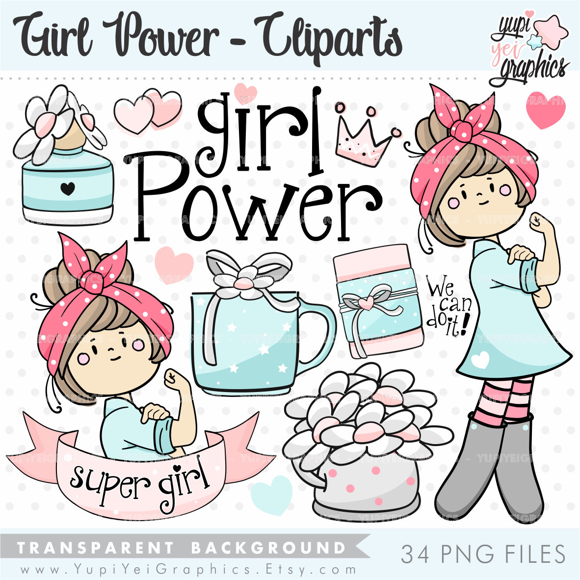 Girl Power Clipart Girl Clipart COMMERCIAL USE African Etsy España