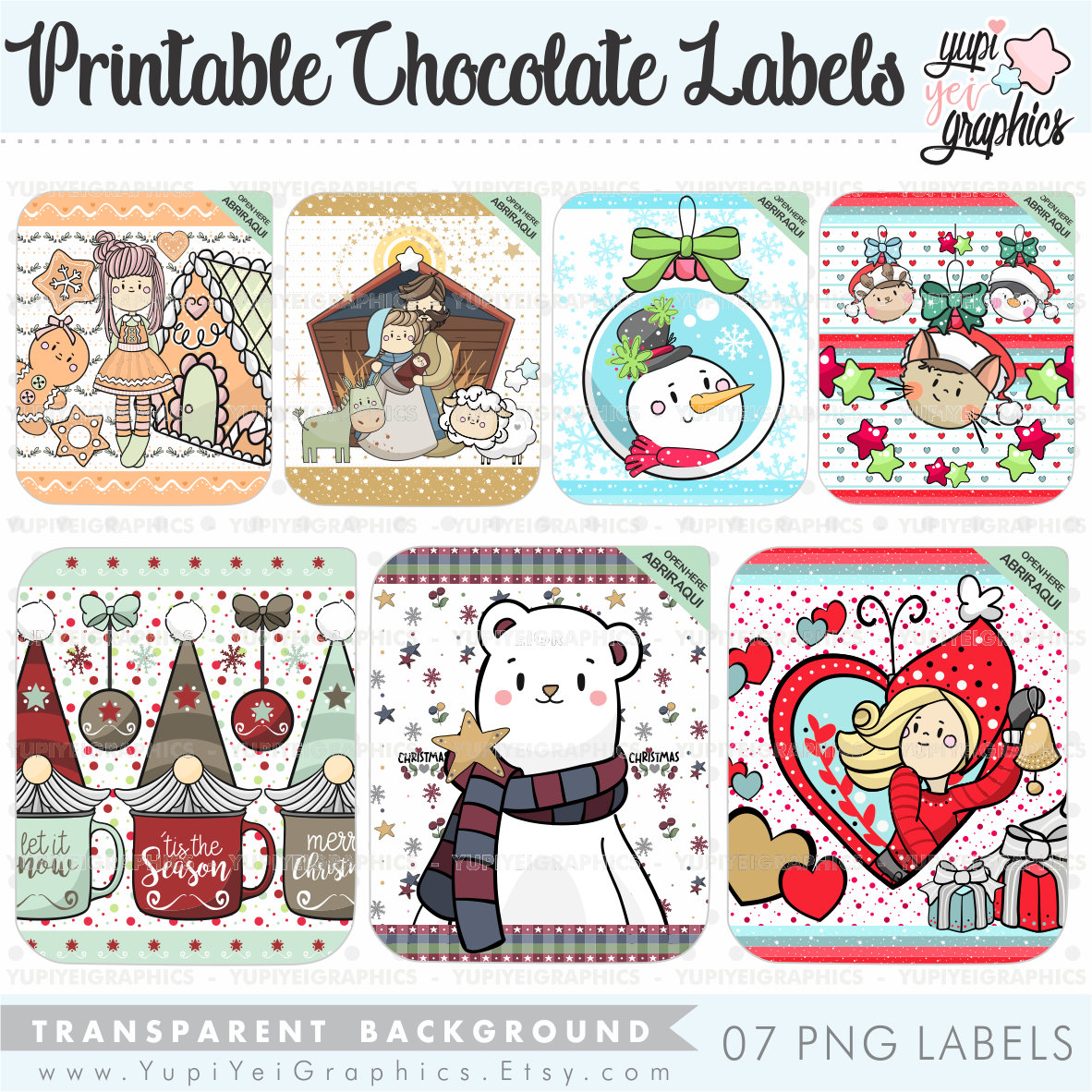 Christmas Chocolate Labels PNG Chocolate Labels Png - Etsy