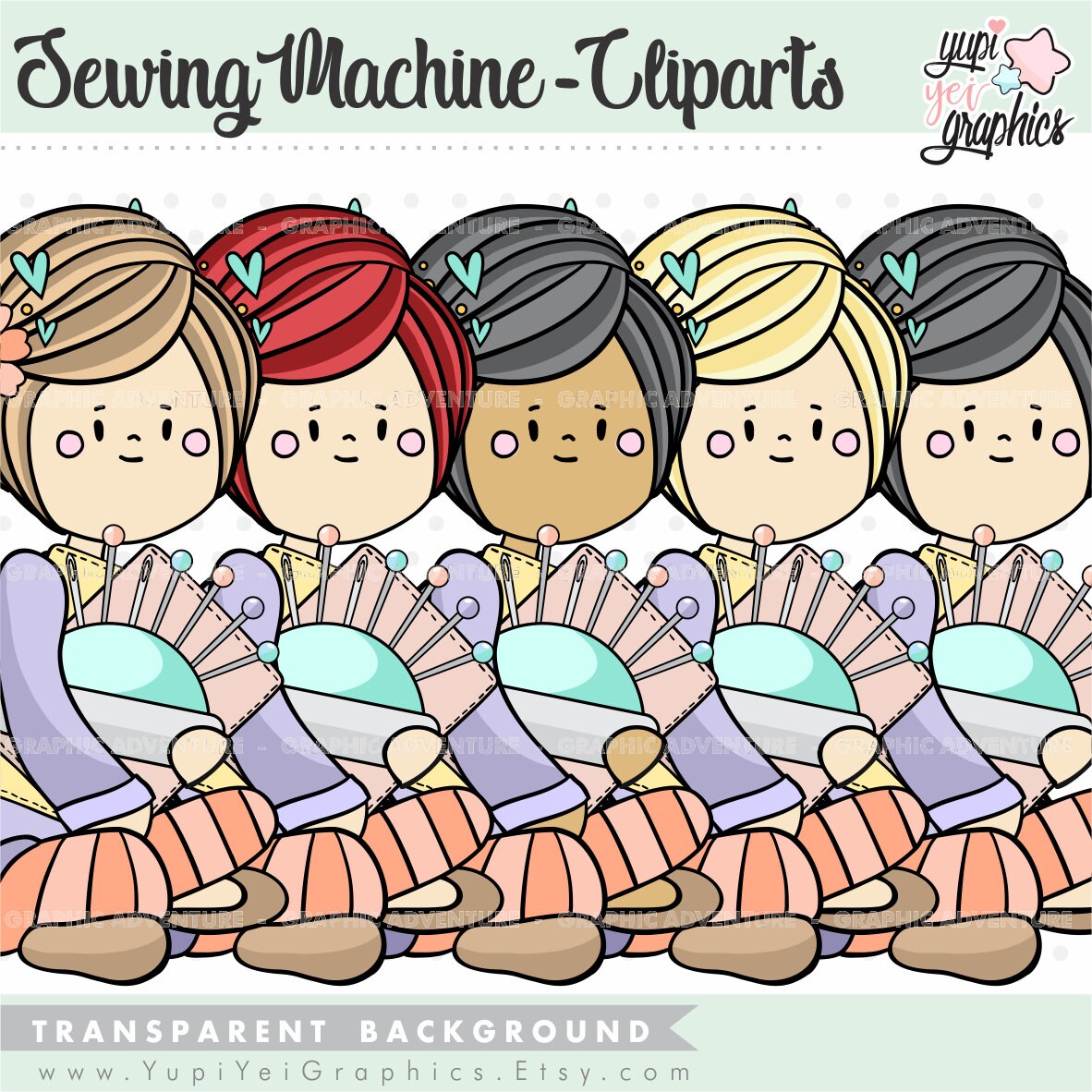 Sewing Machine Clipart Sewing Clipart Crafty Girl - Etsy