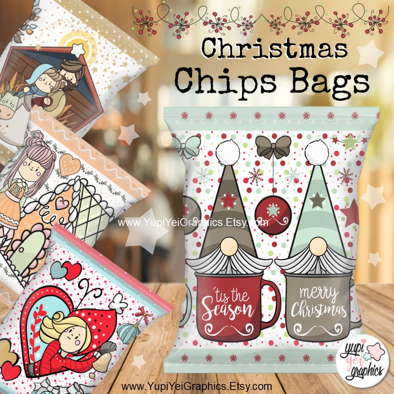 Christmas Chips Bags PNG Printable Chips Bags COMMERCIAL Etsy