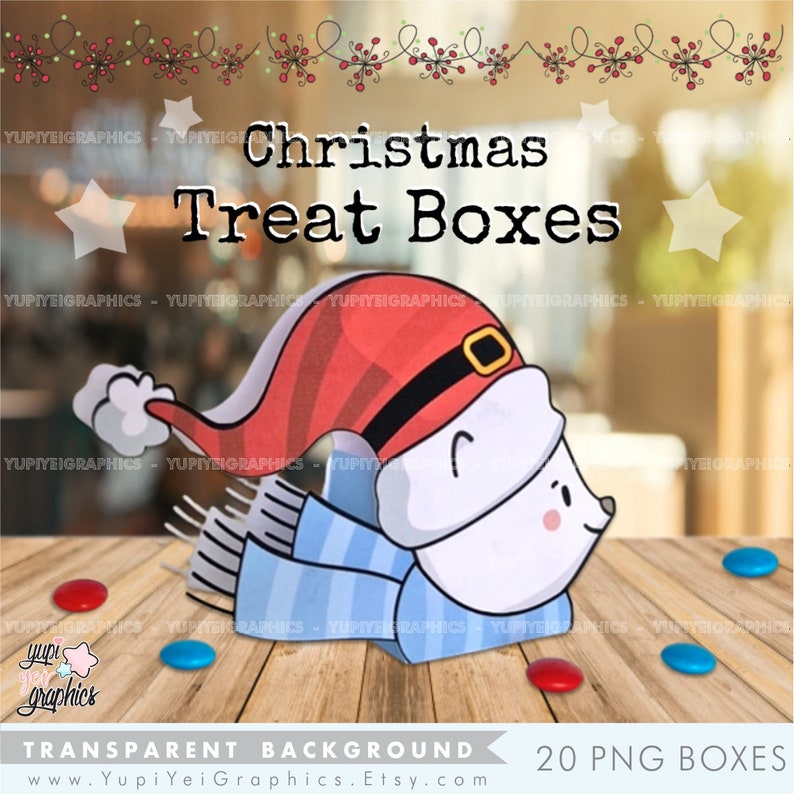 Christmas Treat Bags, Printable Christmas Treat Bags, Christmas Treat Bags PNG, Printable Gift Bags, Christmas Candy Boxes, Christmas Boxes image 3