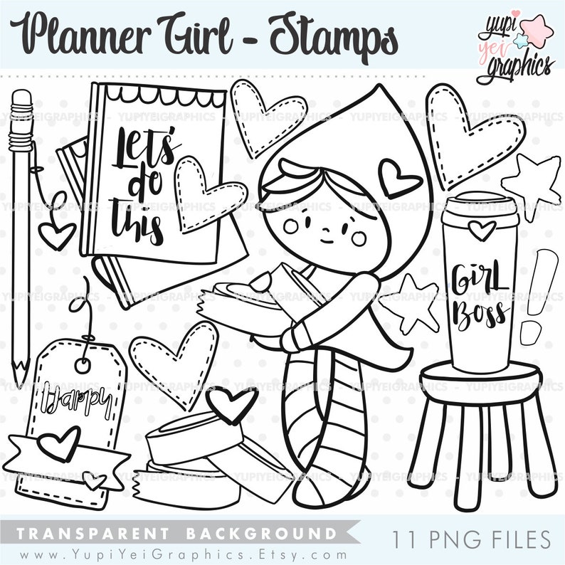 Planner Girl Stamps Planner Girl Digistamps COMMERCIAL USE - Etsy