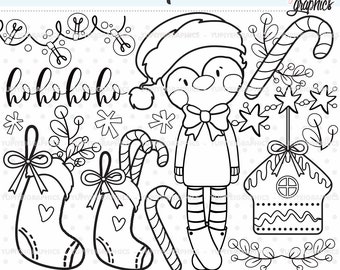 Christmas Stamps, Christmas Penguin Stamps, COMMERCIAL USE, Penguin Stamps, Christmas DigiStamps, Christmas Coloring Pages, Christmas Images