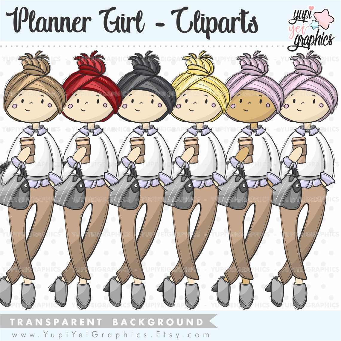 Fashion Girl Clipart Planner Girl Clipart COMMERCIAL USE | Etsy