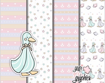 Duck Digital Paper, Duck Pattern, COMMERCIAL USE, Duckie Digital Paper, Animal Digital Paper, Scrapbook Paper, Scrapbook Digital Paper