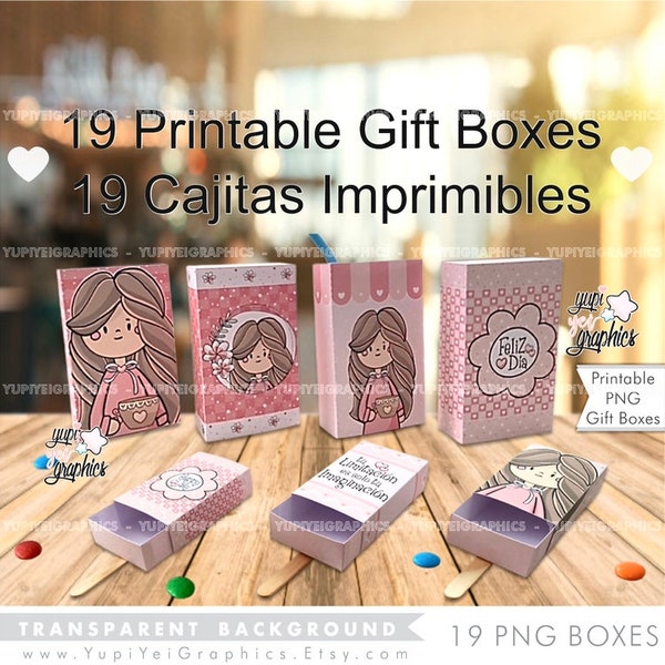 Geschenkboxen, druckbare Geschenkboxen, PNG-Leckereiboxen, druckbare Leckereienboxen, druckbare Boxen, Papierboxen, Geschenkboxen, Mädchenboxen, Gastgeschenke