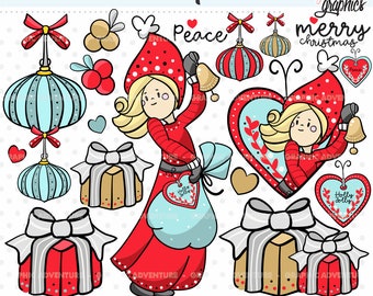 Christmas Clipart, Christmas Graphics, COMMERCIAL USE, Christmas PNG, Clipart Christmas, Christmas Girl Clipart, Christmas Clip Art, Holiday