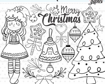 Christmas Colorin Pages, Christmas Stamps, COMMERCIAL USE, Christmas DigiStamps, Christmas Digital Stamps, Christmas Bells, Christmas